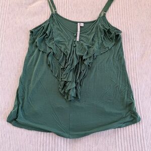 LC Lauren Conrad Green Ruffled Camisole